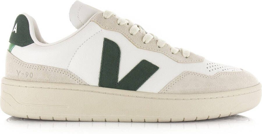 Veja Minimalistische Leren Sneakers in Wit Groen White