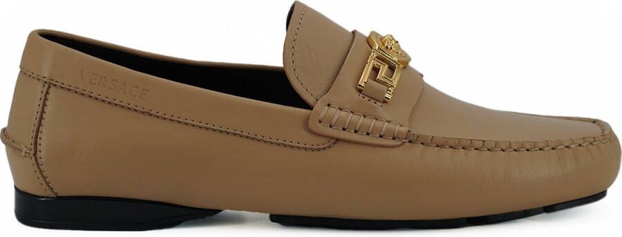 Versace Exclusieve Medusa Loafers in Goudkleurig Leer Beige Heren