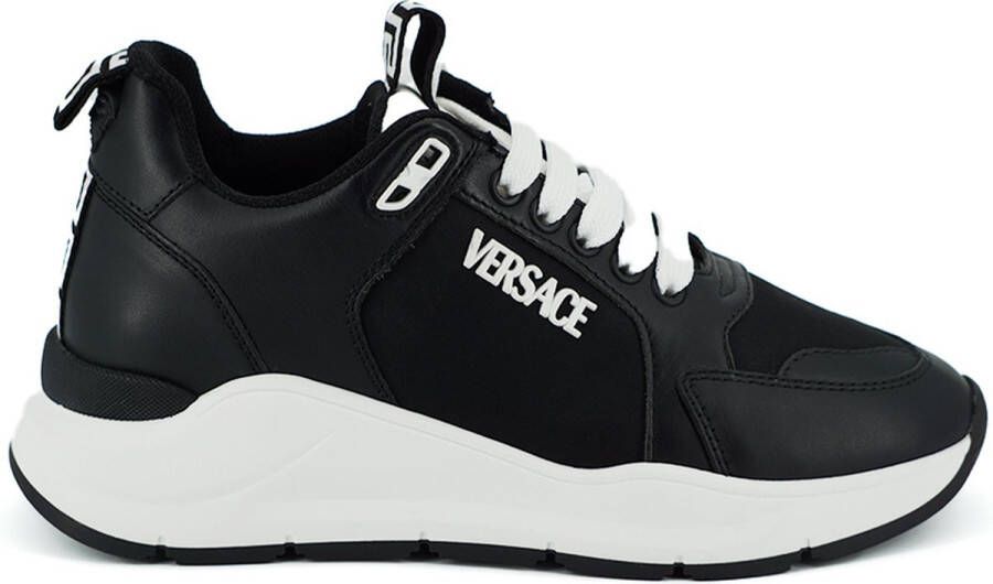 Versace Zwarte en witte kalfsleren sneakers Black Dames