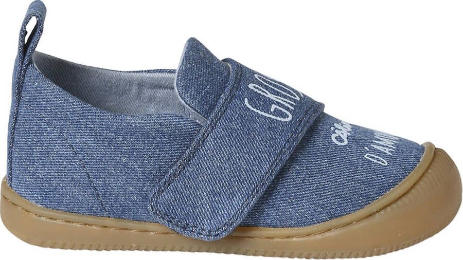 vertbaudet Denim stoffen sloffen met klittenband voor baby