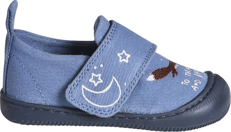 vertbaudet Denim stoffen sloffen met klittenband voor baby