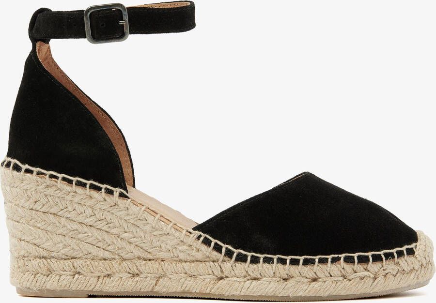 VIA VAI Flora Braid Espadrilles Met Sleehak Zwart