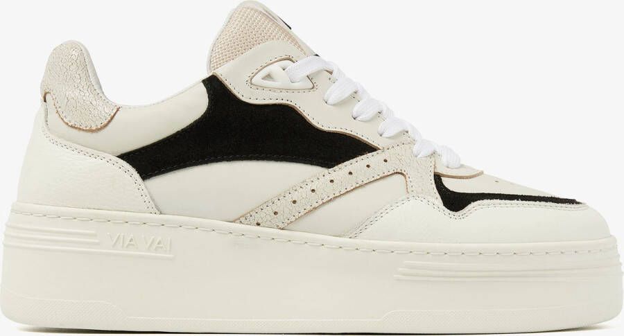 VIA VAI Isa Bo Sneakers Leer Beige Zwart