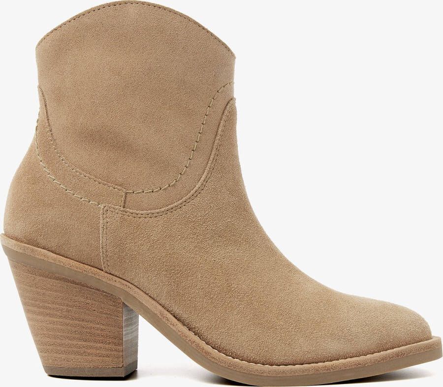 VIA VAI Mara Denver | Sierra Noisette Beige Suede Enkellaars met hak Dames