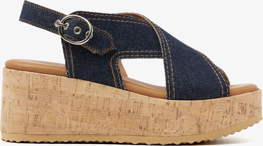 VIA VAI Sissel Capri | denim sandalen sleehak Blauw Textiel Sandalen met hak Dames