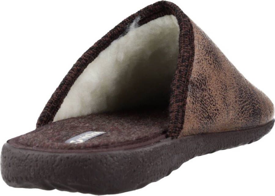 Victoria Faux Leather Comfort Slippers Brown Heren