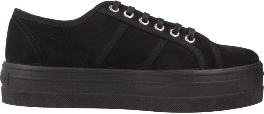 Victoria Zwarte Canvas Platform Sneakers Black Dames