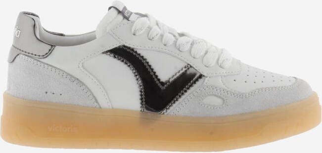 Victoria Sneakers White Split Leather Gun