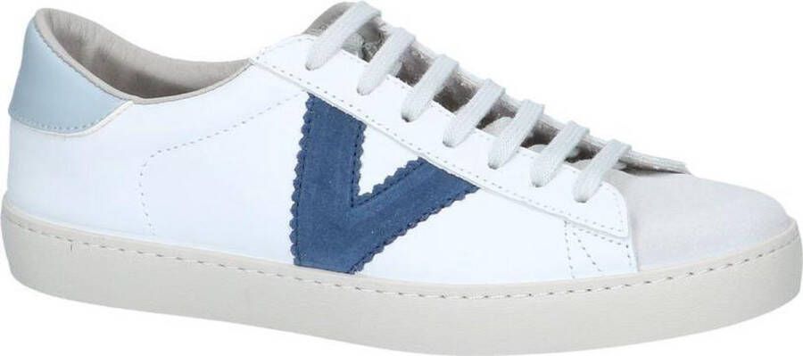 Victoria Contrast Leren Sneakers Grote Maten Blauw