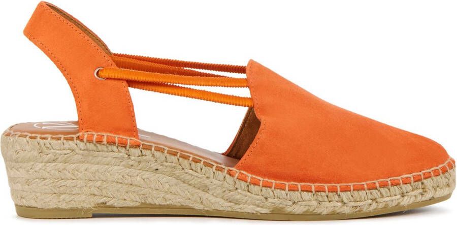 VIGUERA Espadrilles Dames Damesschoenen Suède Blokhak Hoogte 1825 sue Oranje