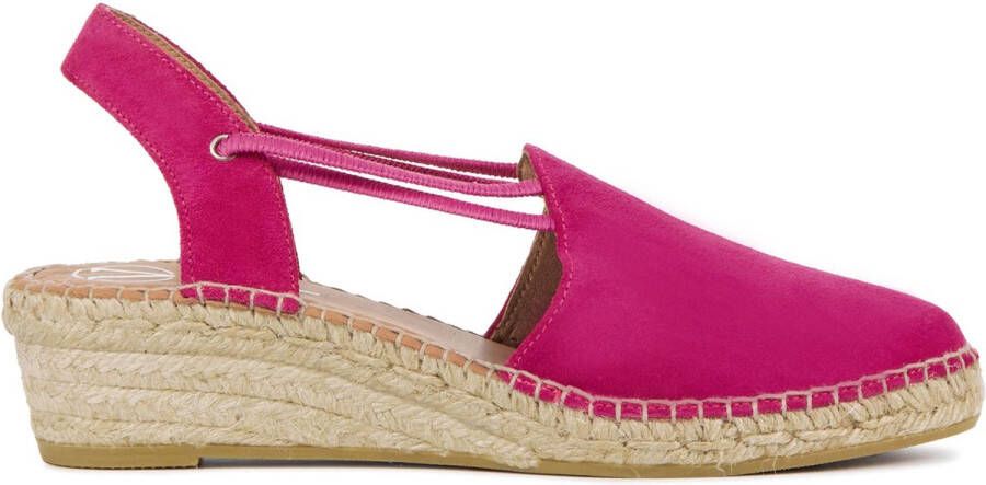 VIGUERA Espadrilles Dames Damesschoenen Suède Blokhak Hoogte 1825 sue Roze