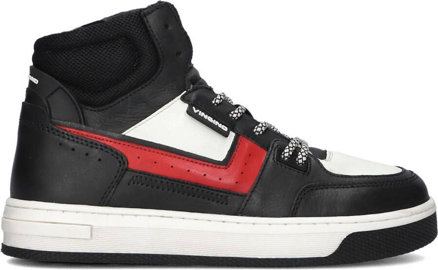 Vingino Duncan Mid Sneakers Leren Sneaker Jongens Zwart