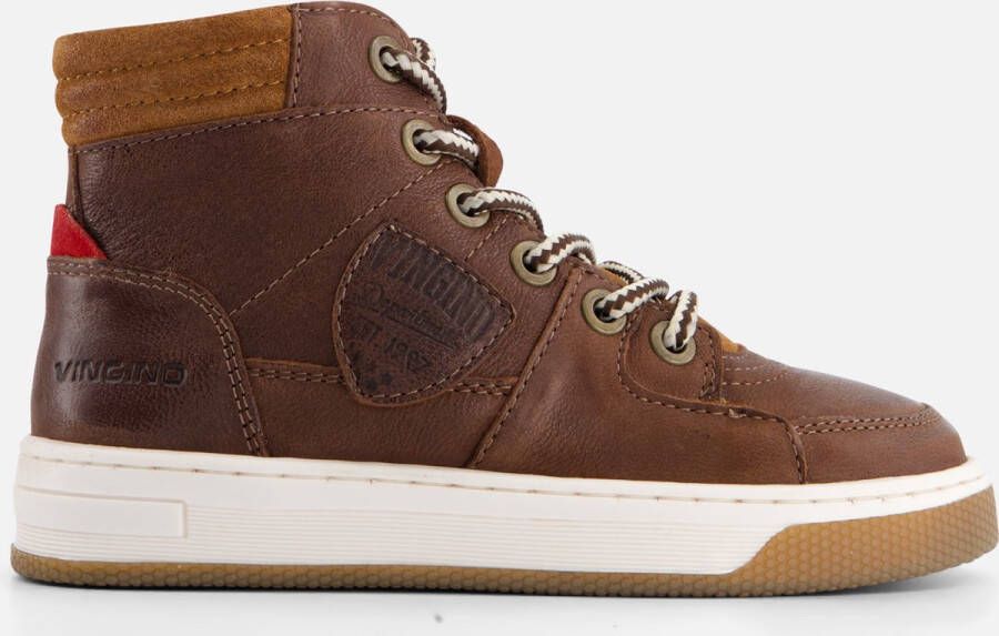 VINGINO Duncan Mid leren sneakers bruin Jongens Leer Meerkleurig 36 - Foto 3