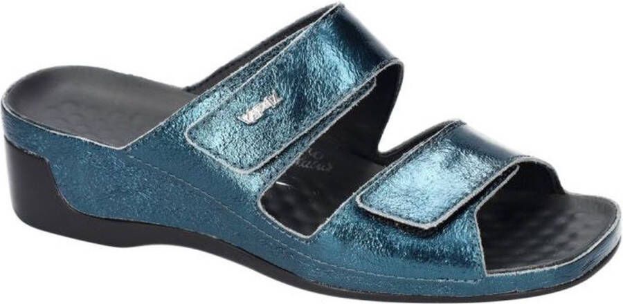 Vital -Dames blauw petrol slippers & muiltjes