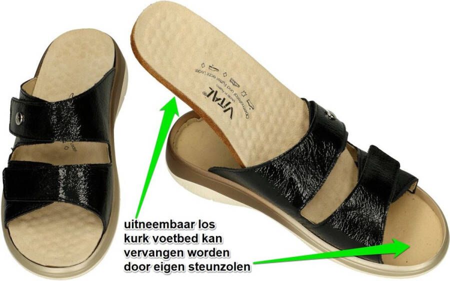 Vital -Dames zwart slippers & muiltjes