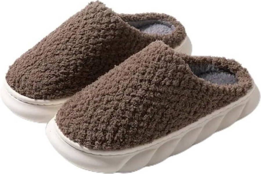 Vivva Warme Sloffen Pantoffels Anti Slip Zolen Unisex Bruin Zacht Warm en Comfortabel COZYSTEPS