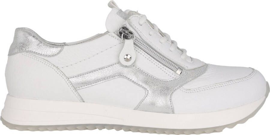 Waldläufer Witte Zilveren Sneaker met Rits White Dames