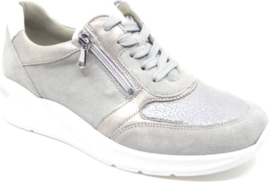 Waldläufer Comfortabele Grijze Dilara Sneaker met Metallic Dierenprint Gray Dames