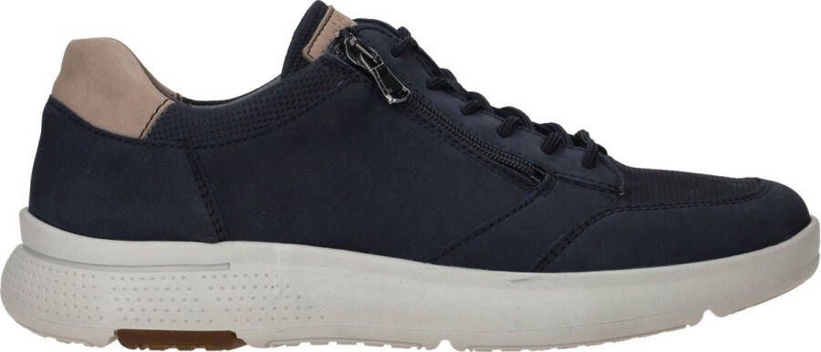 Waldläufer Blauwe Nubuck Sneaker met Rits Blue Heren