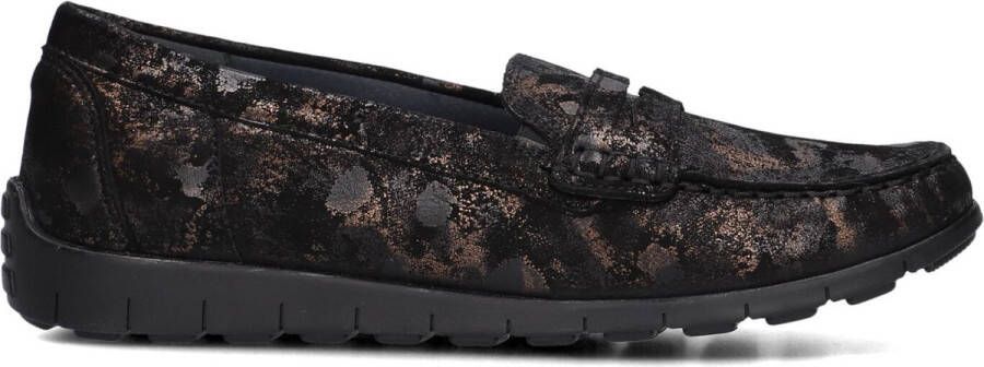 Waldläufer Leopard H Mocc Mocassins Nubuck Instapper Dames Zwart