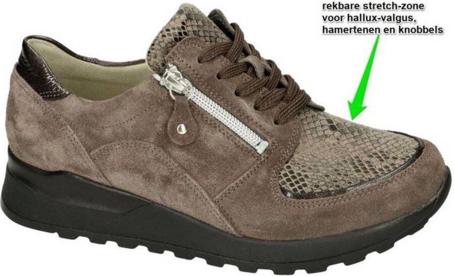 Waldläufer Grijze Leren Sneaker met Rits en Uitneembaar Voetbed Gray Heren