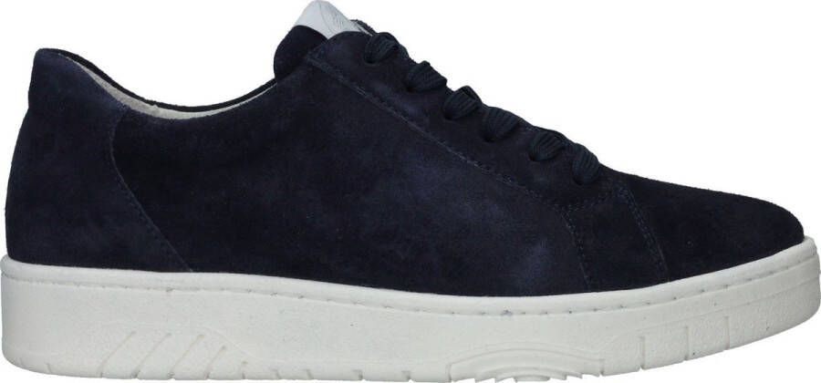 Waldläufer Blauwe Suède Sneaker met Uitneembaar Voetbed Blue Dames