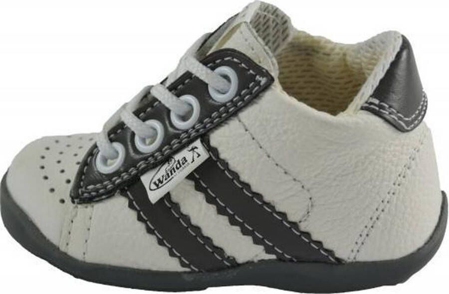 Wanda Leren schoenen wit antraciet grijs eerste stapjes babyschoenen flexibel sneakers - Foto 1