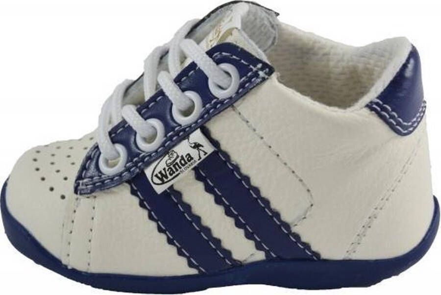 Wanda Leren schoenen wit donkerblauw jongen eerste stapjes babyschoenen flexibel sneakers