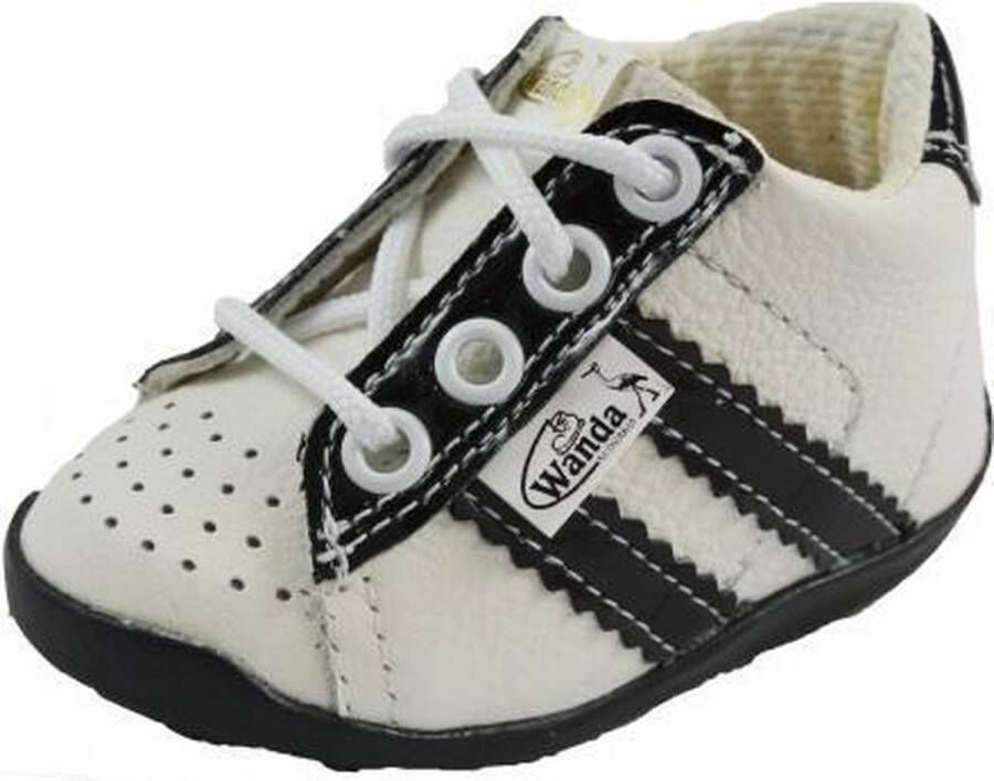 Duplicaat Korting regelmatig Wanda Leren schoenen wit zwart jongen meisje eerste stapjes babyschoenen  flexibel sneakers - Schoenen.nl