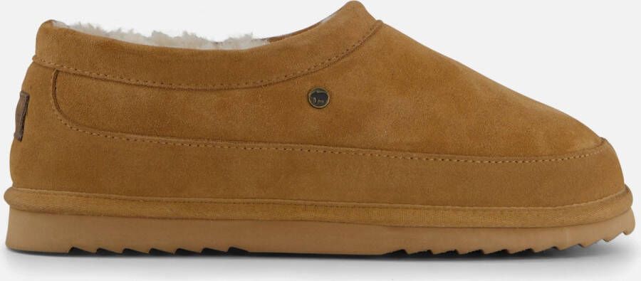 Warmbat Ebor Cognac heren pantoffel (gesloten hiel) bruin