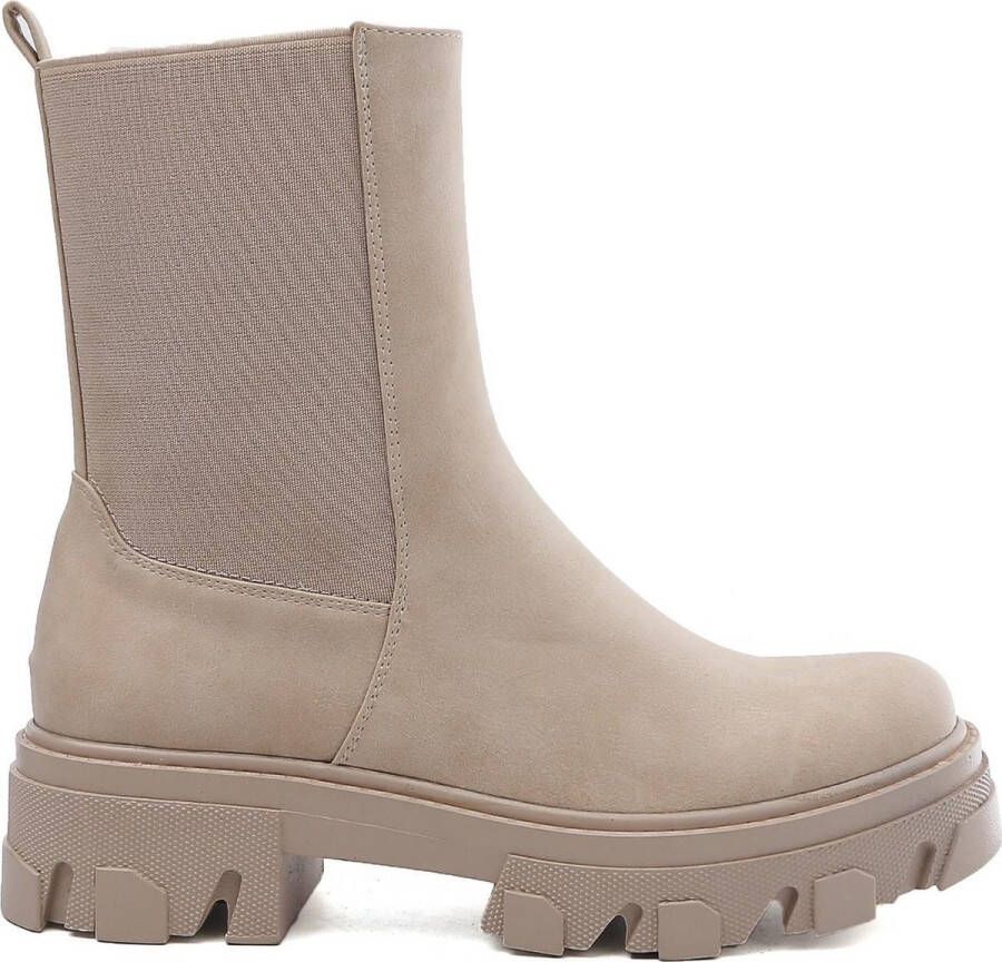 Weloveshoes ® Chelsea boots met Hak Imitatieleer Beige