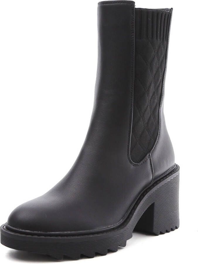 Weloveshoes SmileFavorites® Chelsea boots met Hak Imitatieleer Zwart