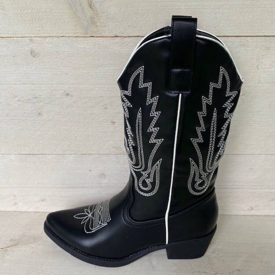 Weloveshoes SmileFavorites® Dames Cowboylaarzen met Hak Imitatieleer Zwart