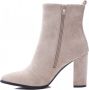 Weloveshoes Black Friday Deal Dames Enkellaarzen met Hak Suedine Beige - Thumbnail 1