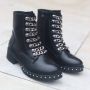 Weloveshoes SmileFavorites Biker boots met Hak Zwart Imitatieleer - Thumbnail 1