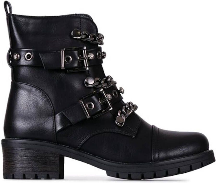 Weloveshoes SmileFavorites® Biker boots met Hak Imitatieleer Zwart