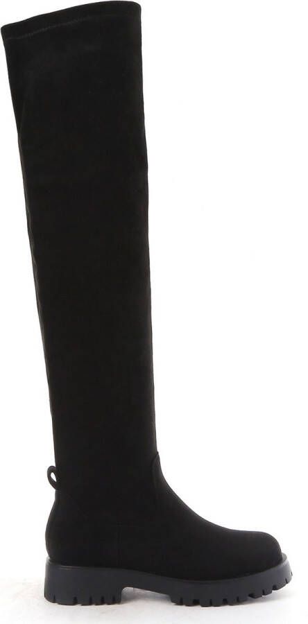 Weloveshoes Smile Favorites Dames Boots Zwart Suedine Overknee