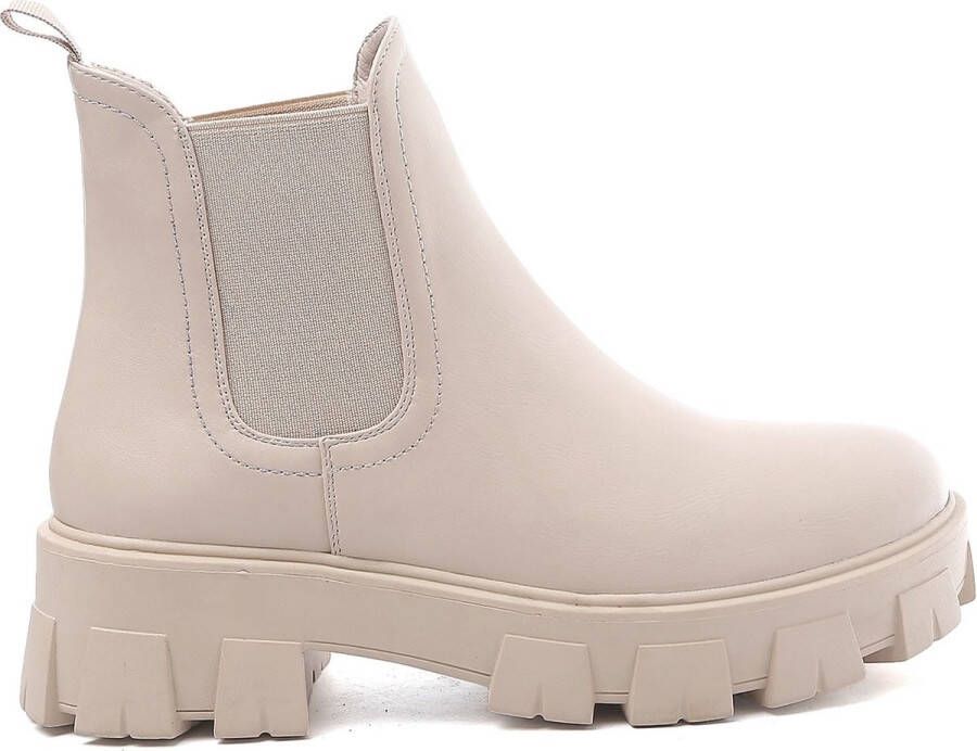 Weloveshoes SmileFavorites® Chelsea boots met Hak Imitatieleer Beige