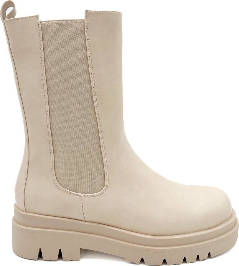 Weloveshoes Smile Favorites Dames Chelsea boots Beige Imitatieleer