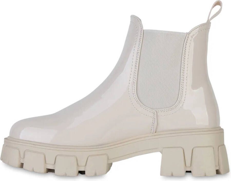 Weloveshoes Smile Favorites Dames Chelsea boots Beige Imitatieleer Lak