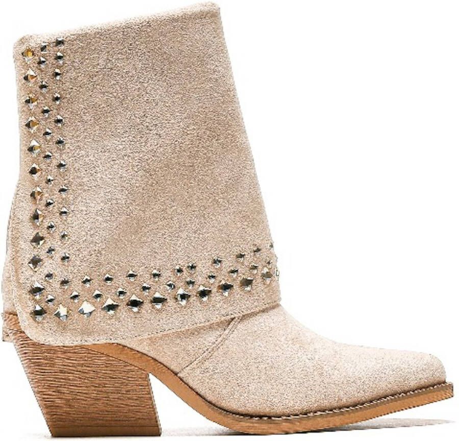 Weloveshoes Smile Favorites Dames Cowboylaarzen met Hak Beige Suedine