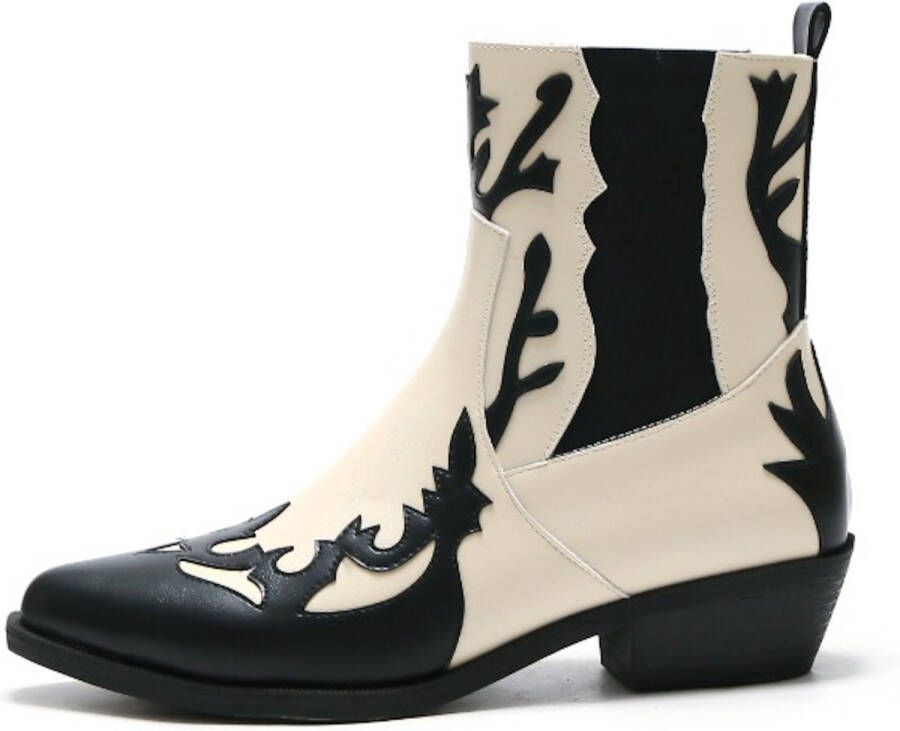 Weloveshoes Smile Favorites Dames Cowboylaarzen met Hak Kort Beige Imitatieleer