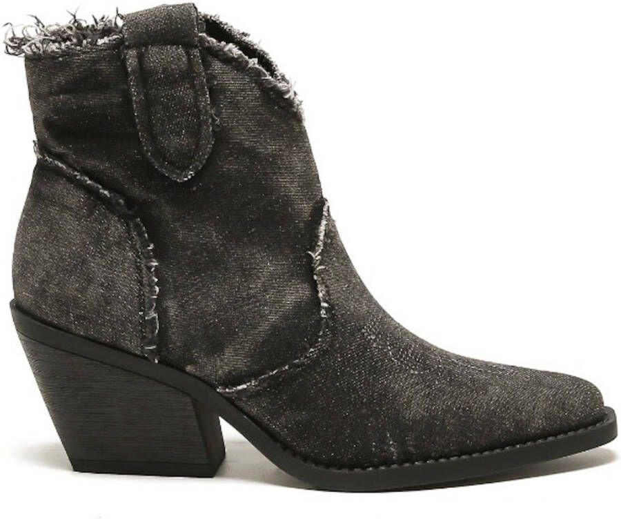 Weloveshoes Smile Favorites Dames Cowboylaarzen met Hak Kort Blauw Stof