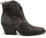 Weloveshoes Smile Favorites Dames Cowboylaarzen met Hak Kort Blauw Stof - Thumbnail 1