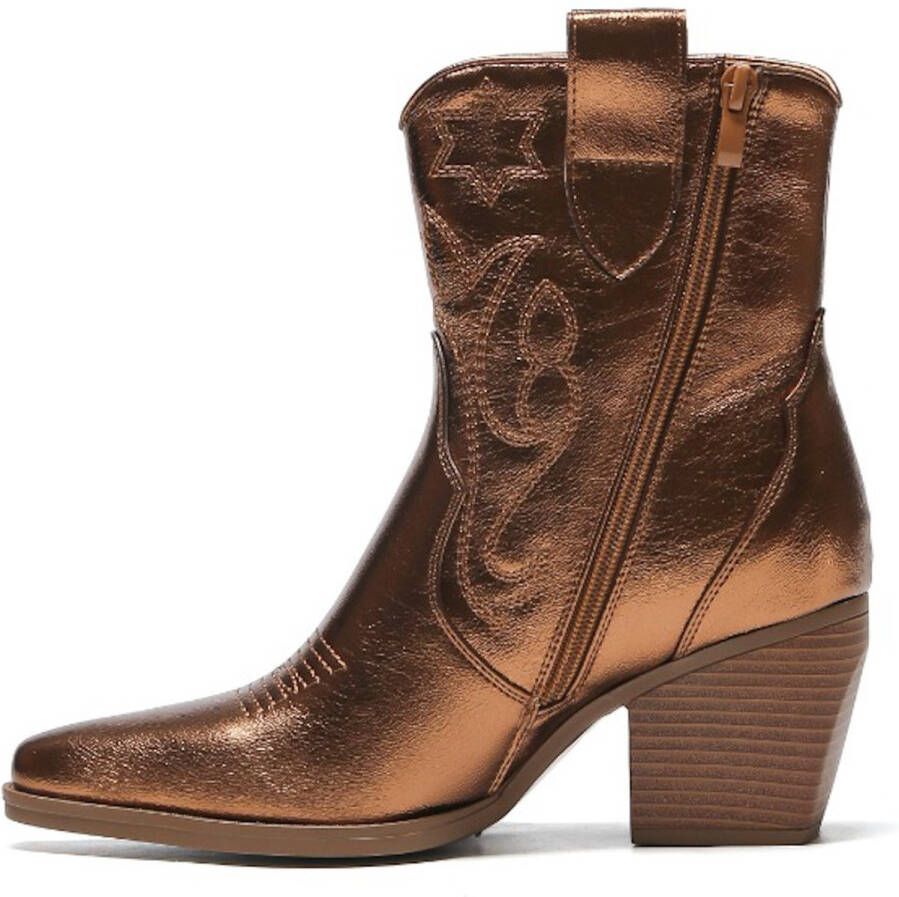 Weloveshoes Smile Favorites Dames Cowboylaarzen met Hak Kort Brons Imitatieleer