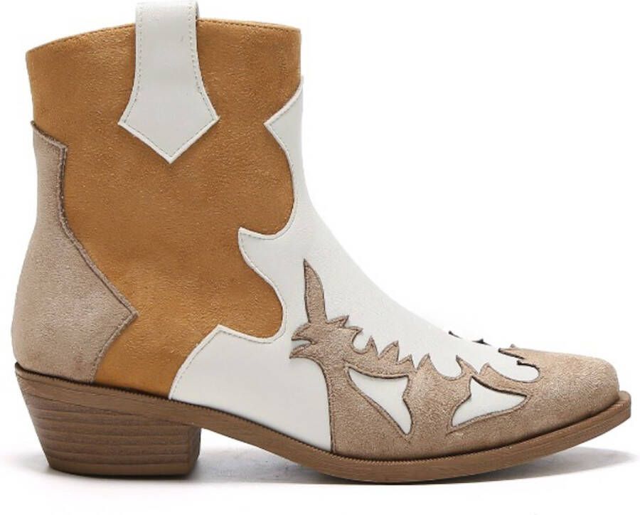 Weloveshoes Smile Favorites Dames Cowboylaarzen met Hak Kort Camel Suedine