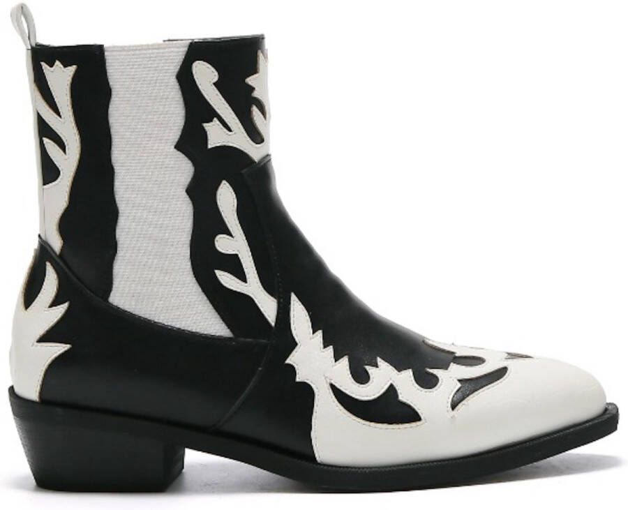 Weloveshoes Smile Favorites Dames Cowboylaarzen met Hak Kort Zwart Imitatieleer