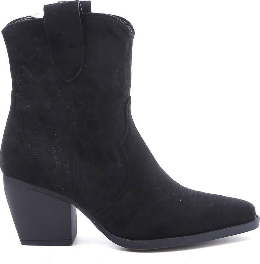 Weloveshoes Cyber Monday Deal Dames Cowboylaarzen met Hak Kort Suedine Zwart