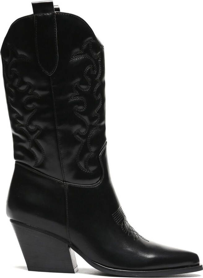 Weloveshoes Black Friday Deal Dames Cowboylaarzen met Hak Imitatieleer Zwart