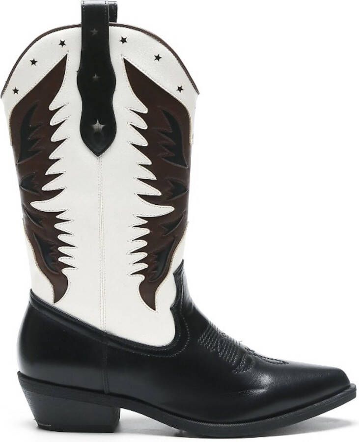 Weloveshoes Smile Favorites Dames Cowboylaarzen met Hak Zwart Imitatieleer